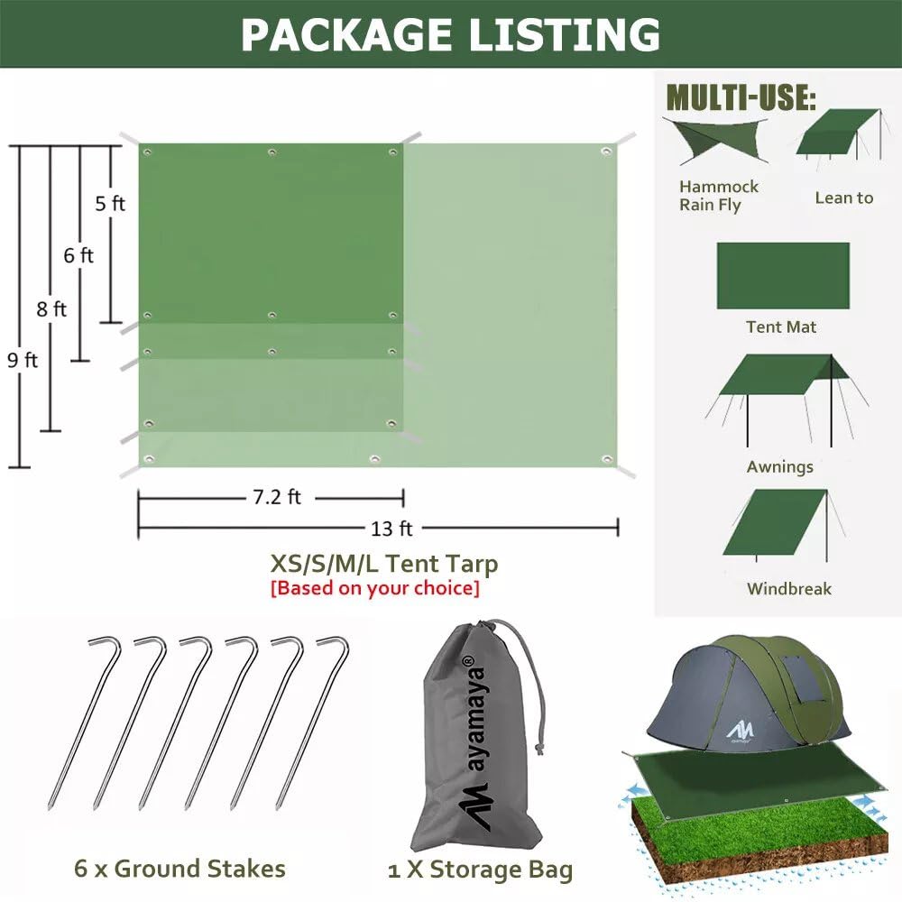 KANCOKIT six aluminum stakes securing the ground sheet