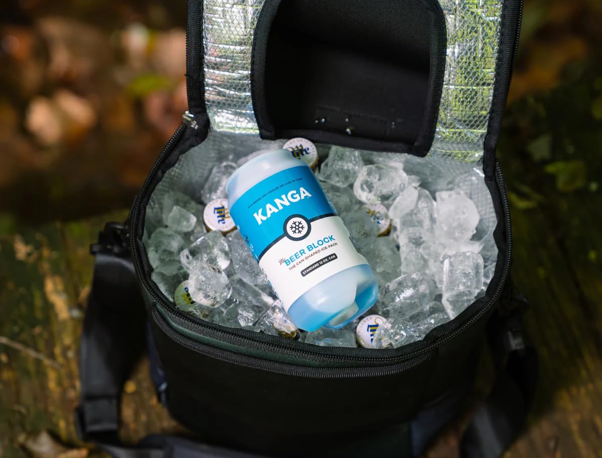 Kanga Beer Blocks used at an outdoor tailgate to keep beverages cold during extended outings.