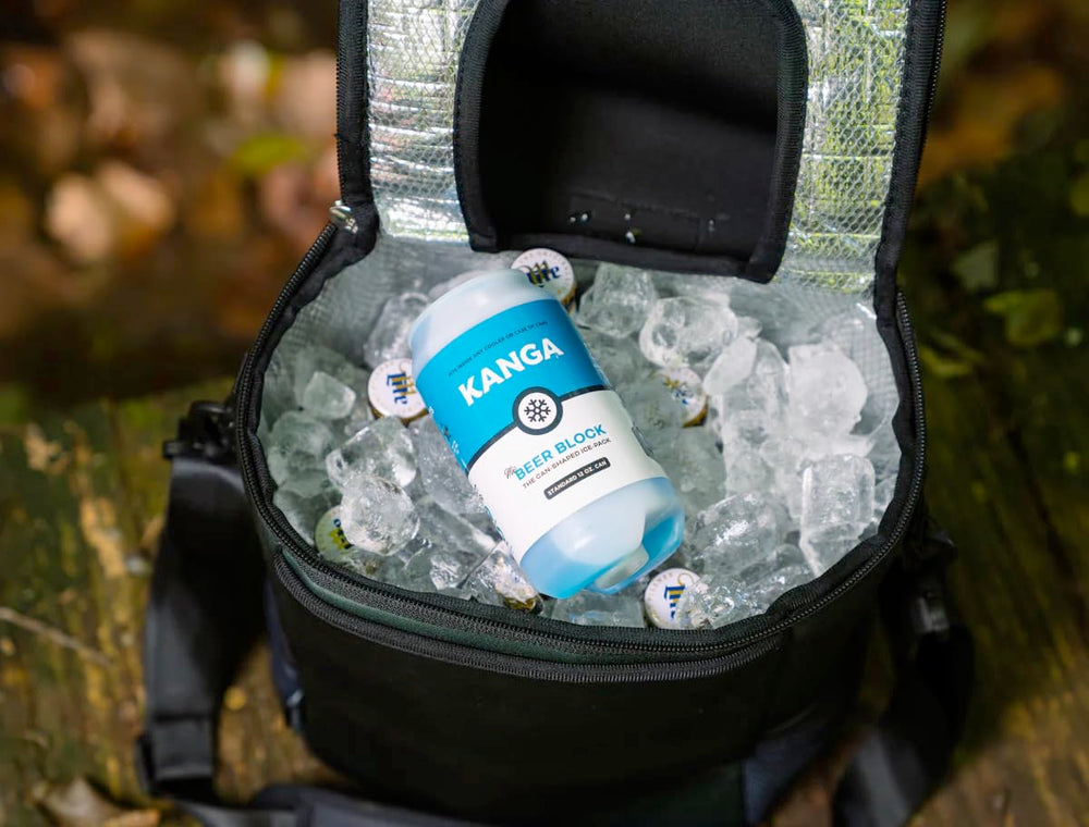 Kanga Beer Blocks used at an outdoor tailgate to keep beverages cold during extended outings.