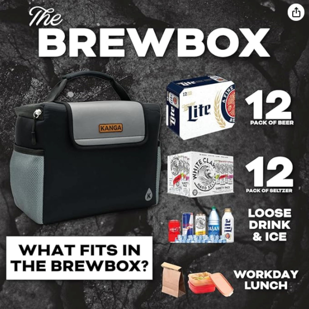 Kanga Brew Box Midnight inside layout shows four-layer insulation and roomy food space.