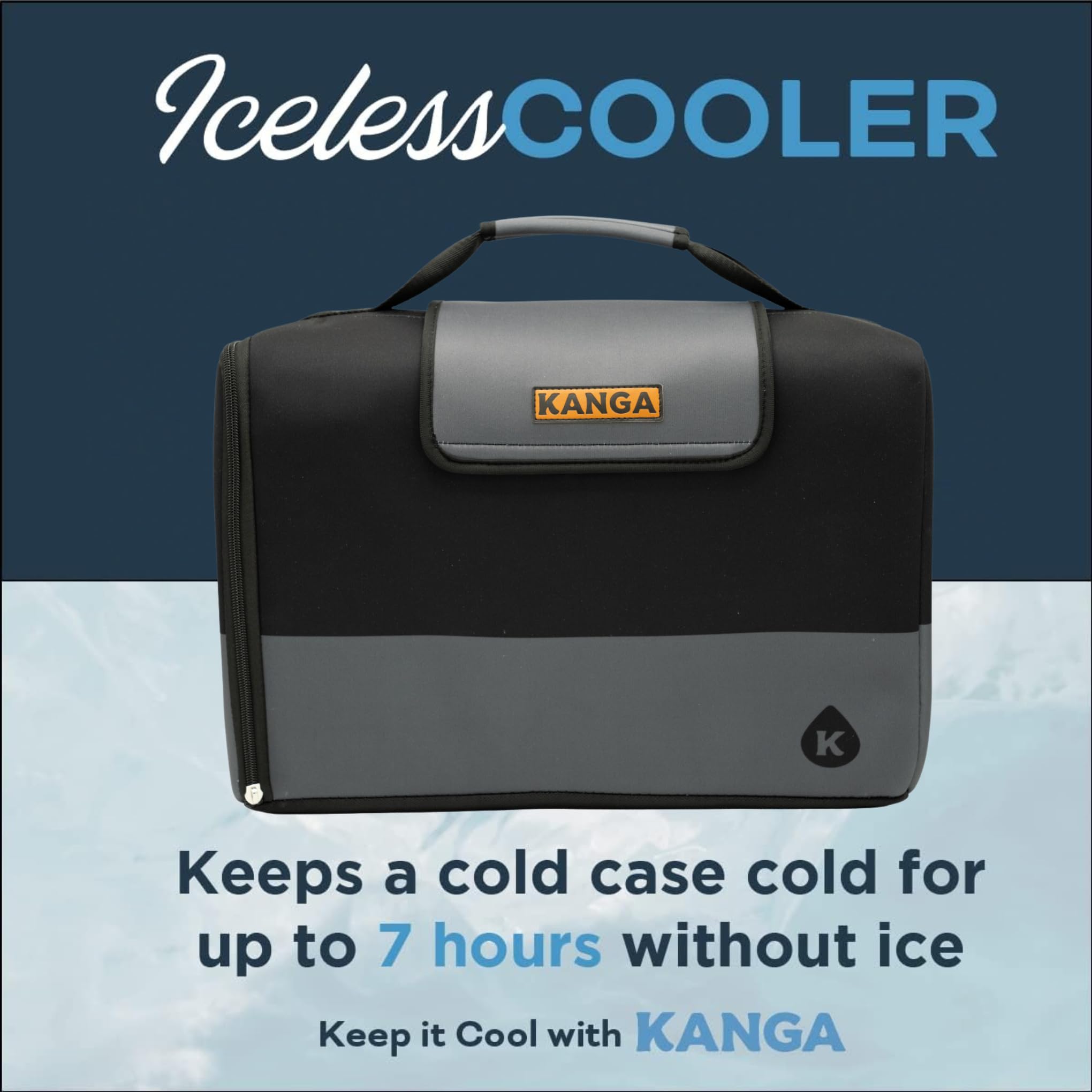 Kanga Kase Mate Midnight cooler side view, showcasing an easy carry design.