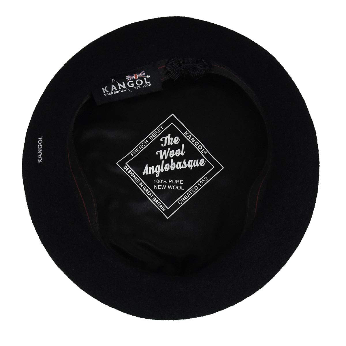 Kangol Anglobasque Beret Black XL neat stitch detail for durability.