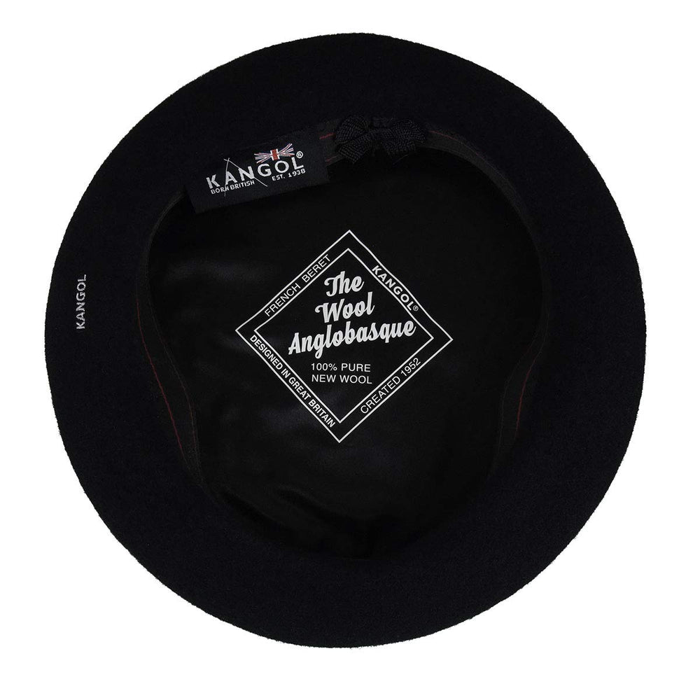 Kangol Anglobasque Beret Black XL neat stitch detail for durability.