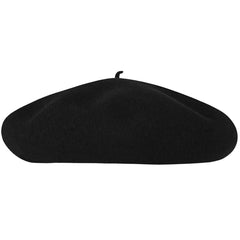 Kangol Anglobasque Beret Black XL worn with scarf for street style.