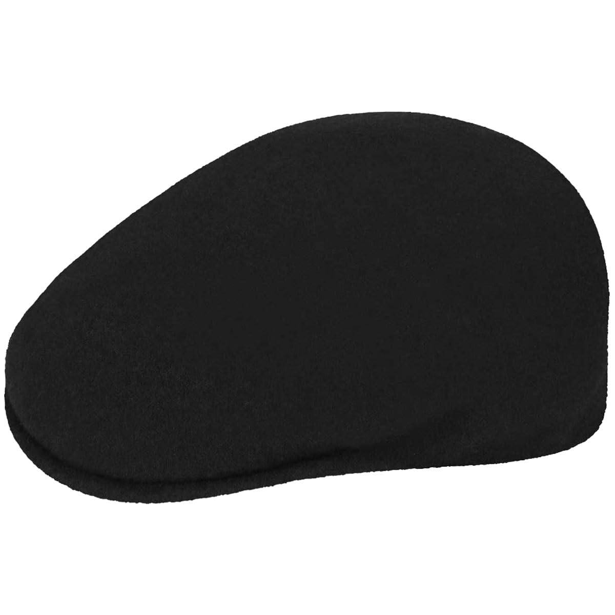 Front view of Kangol USA Wool 504 flat cap in black, size small