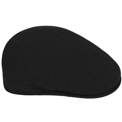 Side profile of Kangol Wool 504 flat cap in black