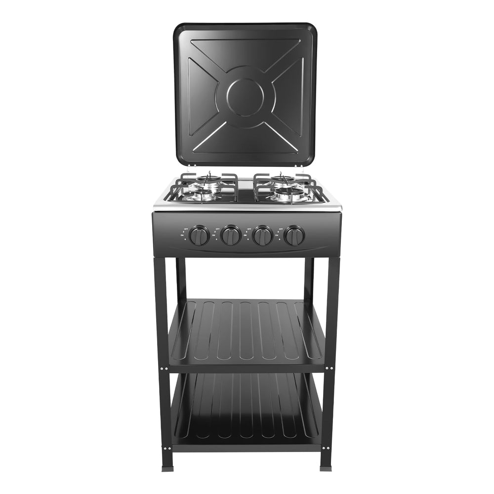 KannBeki 4-burner gas stove for outdoor cooking with multiple flame options.
