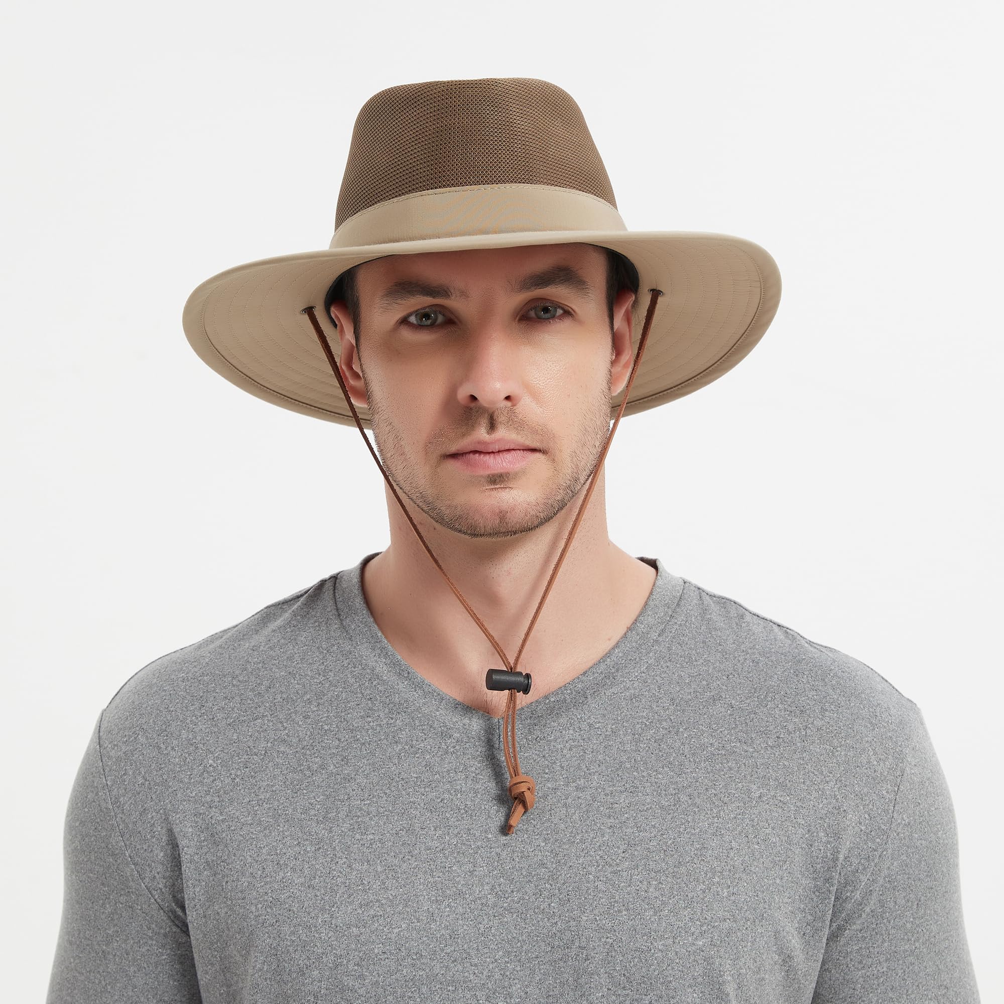 KANUT SPORTS Bouie Safari Sun Hat side view showing water-repellent fabric in light rain