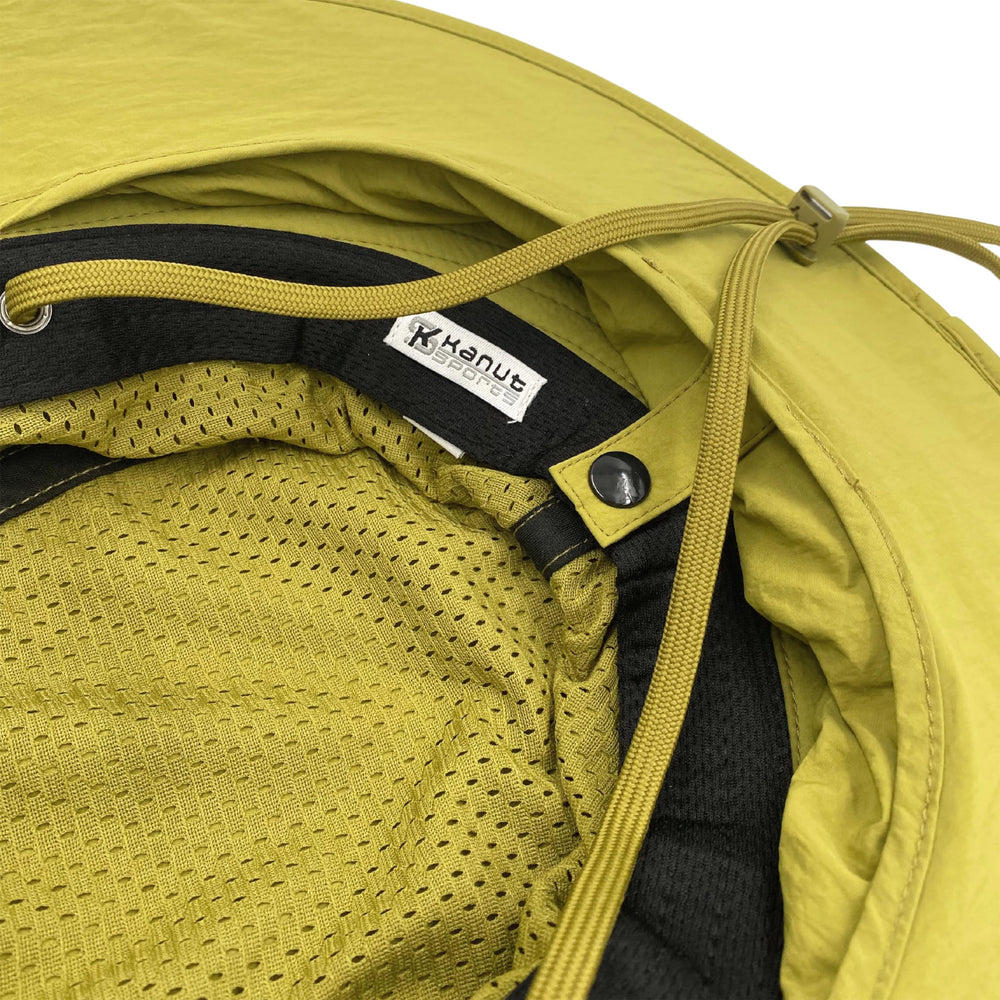 KANUT SPORTS Jemez chinstrap system keeps hat stable in wind.