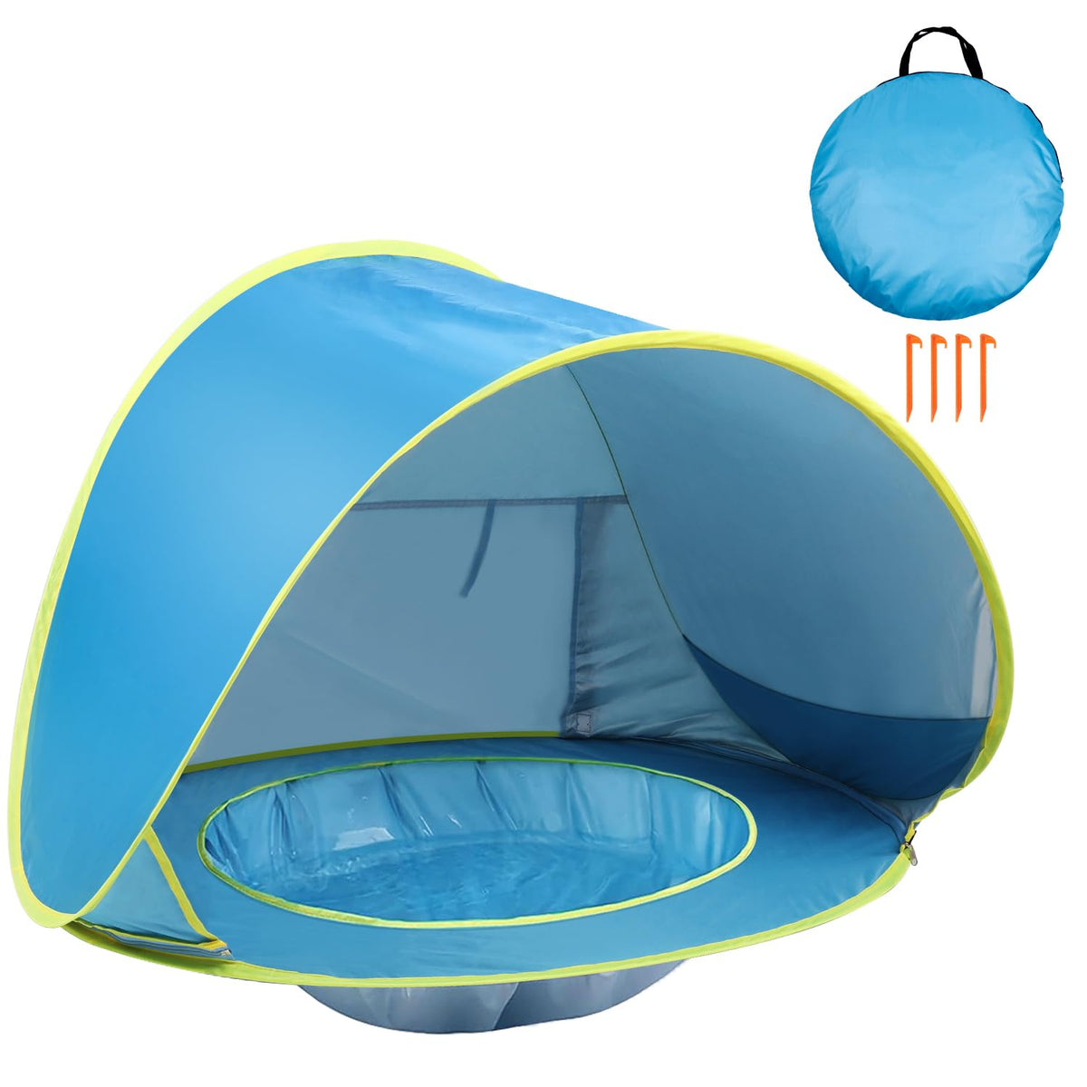 Kapeazo Baby Beach Tent pops up instantly, providing instant shade on sunny days.