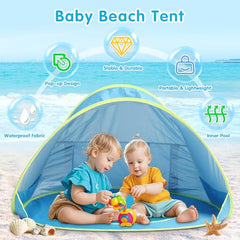 Kapeazo Beach Tent uses UPF protection fabric to shield from intense sun.