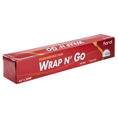 Karat Wrap N’ Go film with serrated cutter for quick, precise cuts