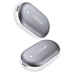 Karecel rechargeable hand warmers 2-pack front view shows broad warmth across the surface