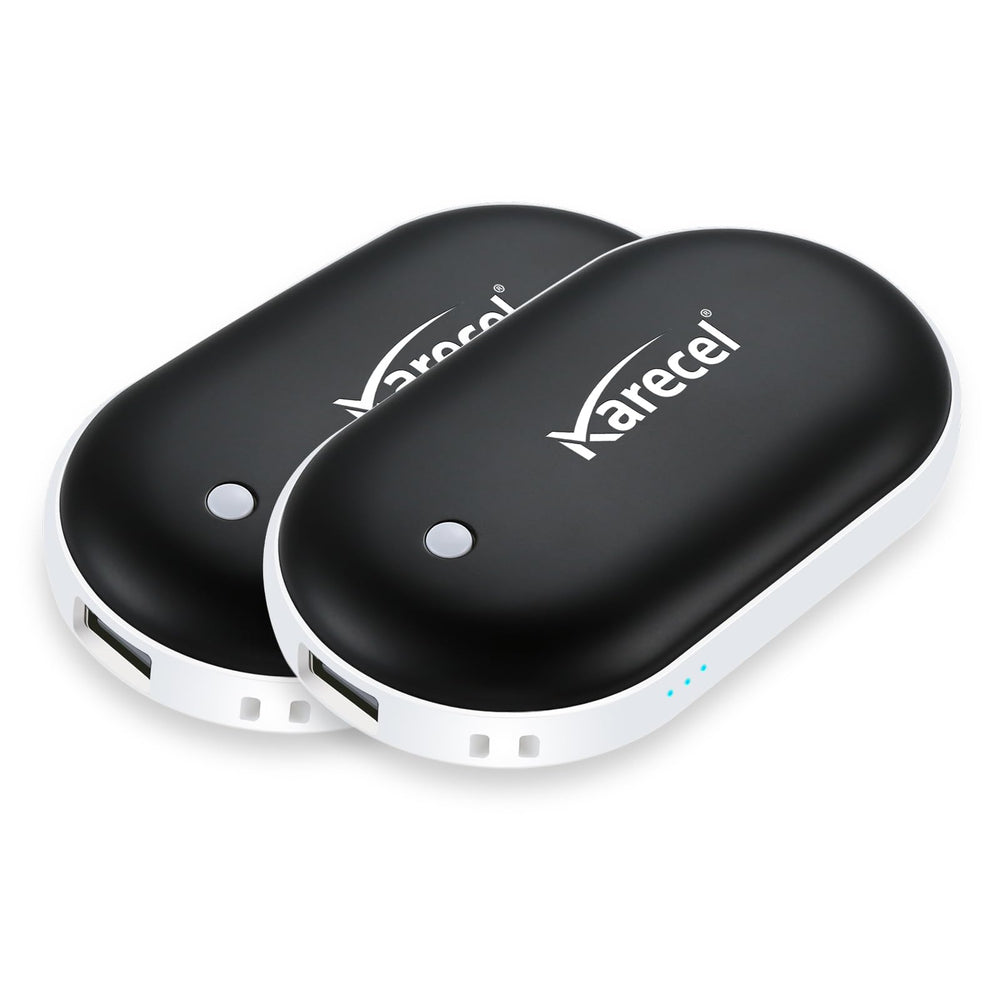 Karecel rechargeable hand warmers front view offering portable warmth for outdoor activities.