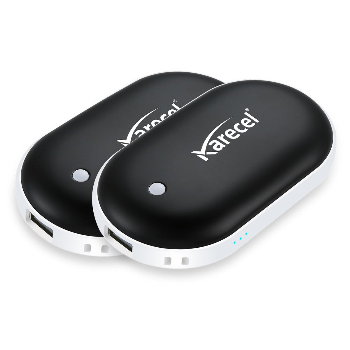 Karecel rechargeable hand warmers front view offering portable warmth for outdoor activities.