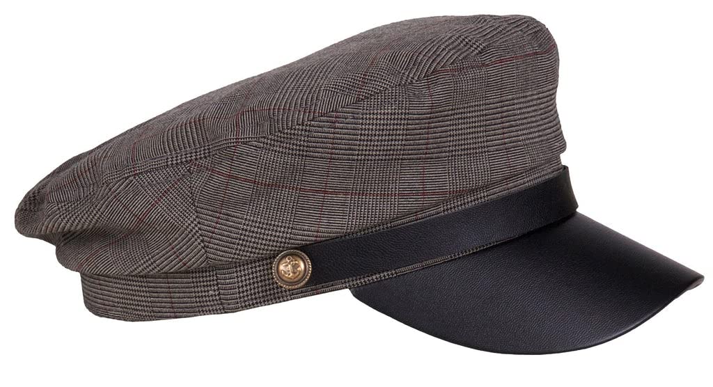Karen Keith Greek Fishing Cap in brown plaid with adjustable fit for all-day comfort.
