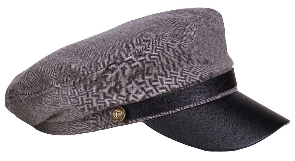 Karen Keith Greek Fishing Cap in light charcoal tweed, comfortable everyday sun-ready hat for outdoor waterside stops