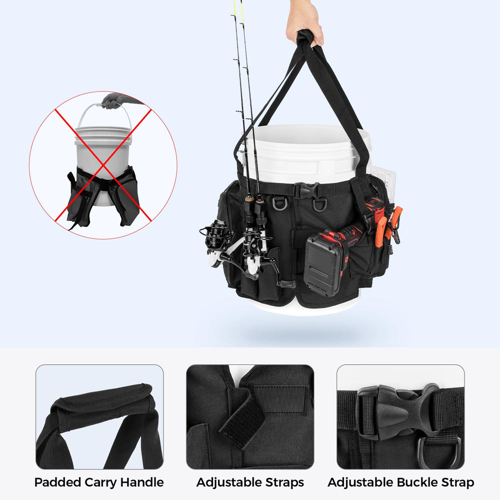 Open Karryall organizer displaying internal pockets and zippers