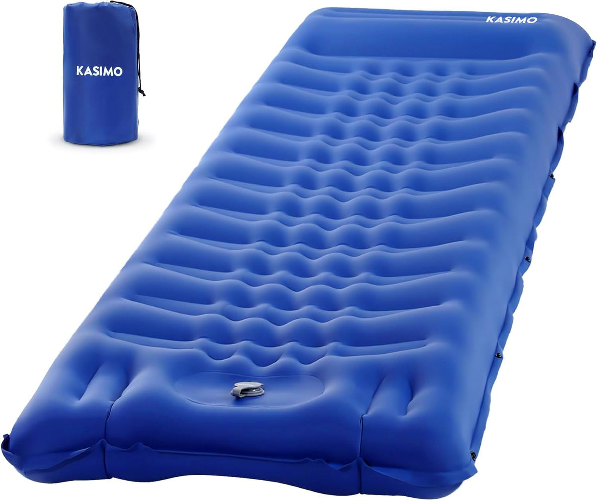 KASIMO camping sleeping pad fully inflated with 79x26x6 inch surface for camping comfort