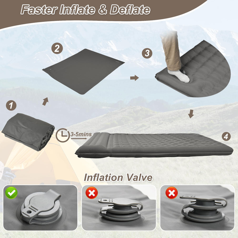 KASIMO double sleeping pad folded compact fits easily in a backpack.