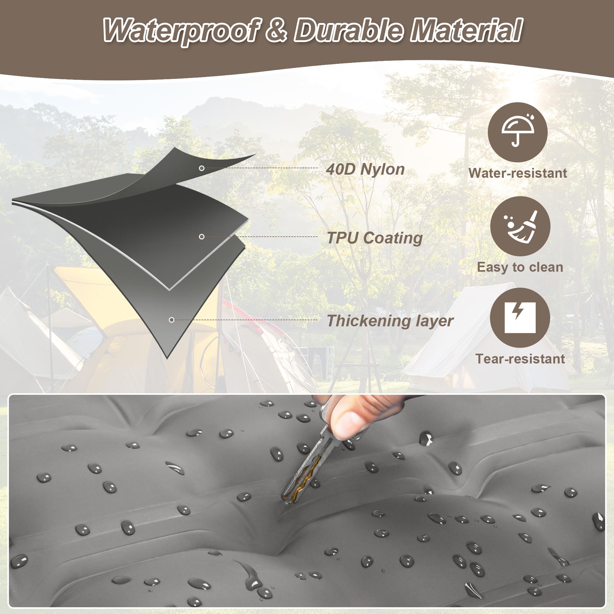 KASIMO double sleeping pad built-in foot pump enables fast inflation.