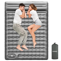 KASIMO double sleeping pad fully inflated, spacious 78 by 55 inches for two campers.