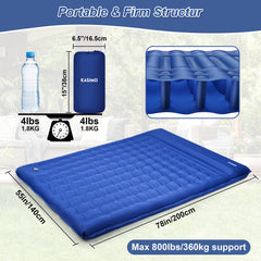 KASIMO foot-pump operation demonstrates quick, hands-free inflation for a ready-to-sleep setup.