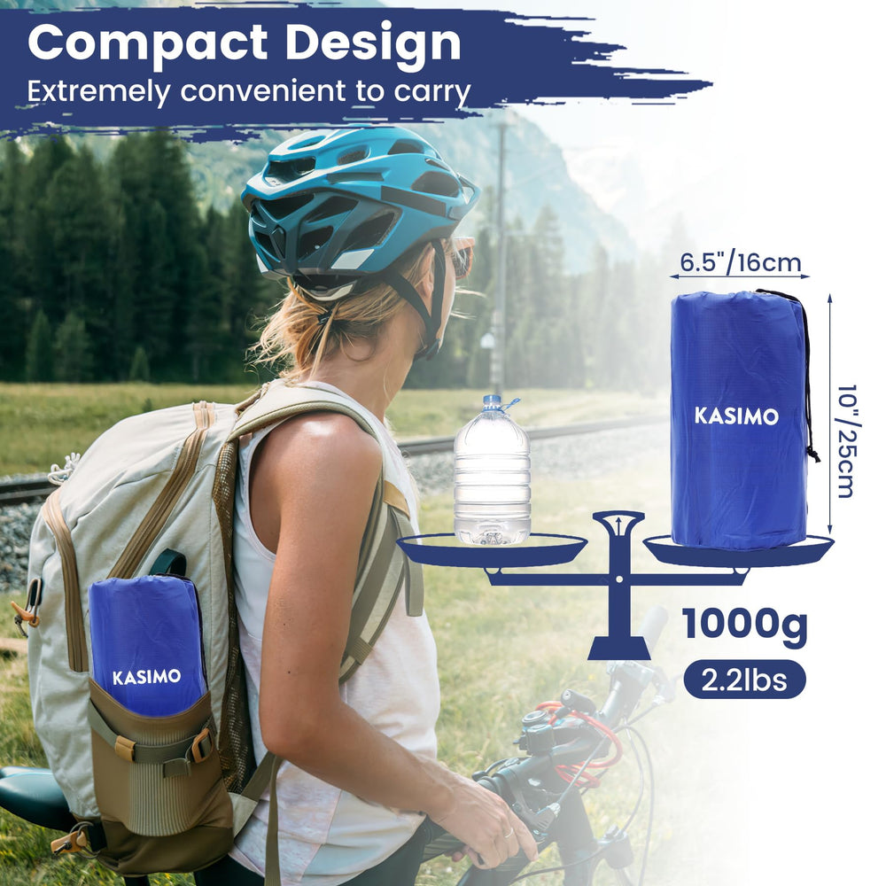 KASIMO pad folds compactly to fit a 10x6.5 inch pack