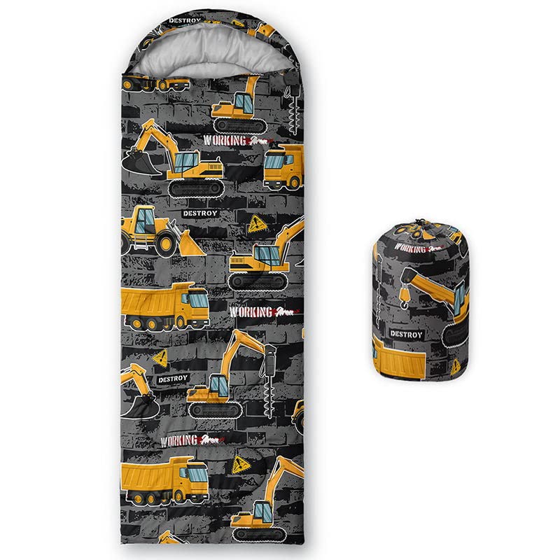 KASIYLUX Datura kids sleeping bag excavator front view benefits cozy camping warmth