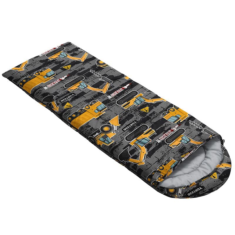 KASIYLUX Datura kids sleeping bag excavator side view shows portability