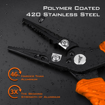Orange KastKing pliers with ergonomic handle - side view