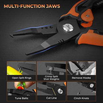 Multi-function jaws for hooks removal, knot cinching, and line cutting