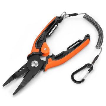 Pliers ready for use in tackle setup near water