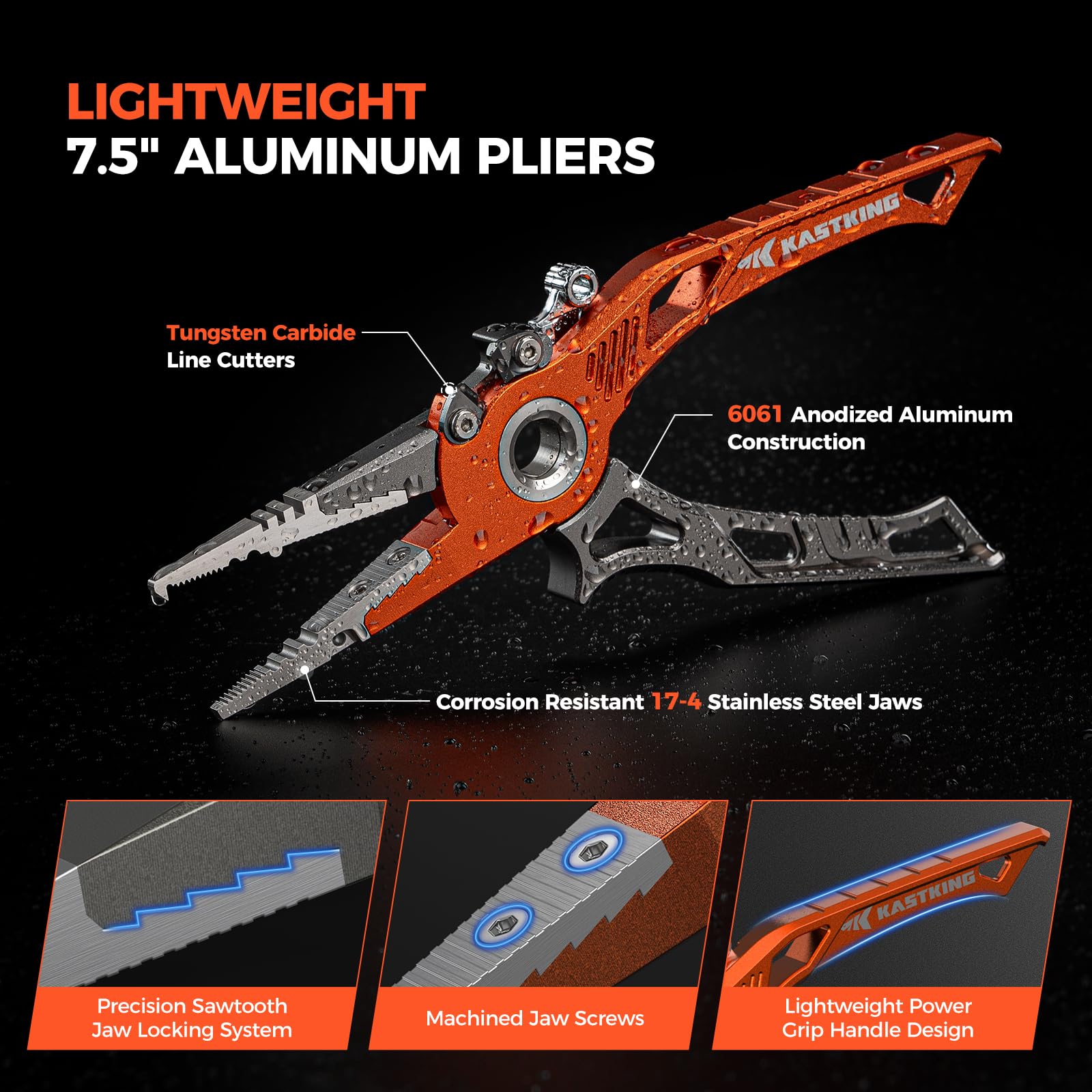 Close-up of tungsten carbide cutters and corrosion-resistant aluminum handle