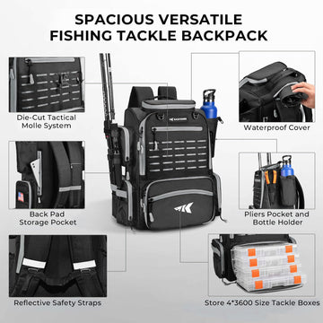 KastKing Bait Boss 43-liter capacity supports a full tackle setup