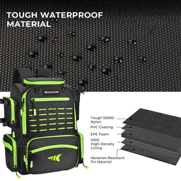 KastKing Bait Boss with four tackle boxes tucked inside for quick setup.