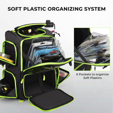 KastKing Bait Boss backpack side view highlighting rugged durability and weather resistance.