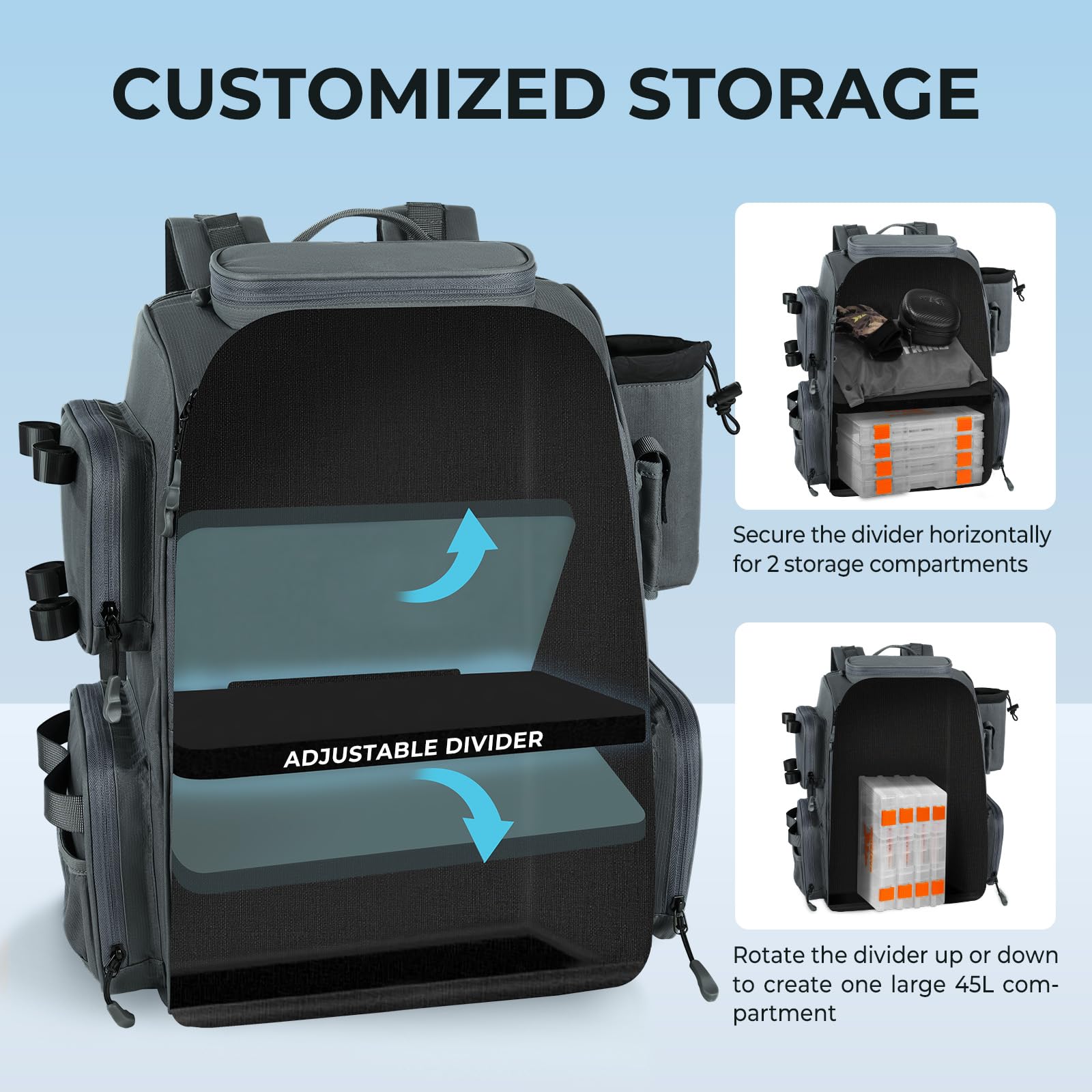 KastKing Bait Boss Pro multiple-pocket system keeps tackle organized on the water