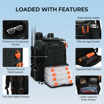 KastKing Bait Boss Pro storage compartments displaying multiple pockets and gear space.