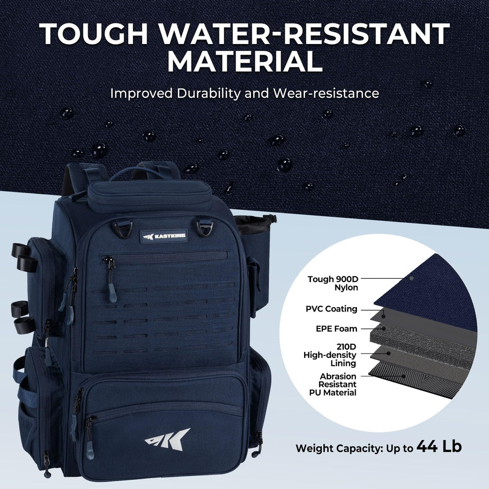 KastKing Bait Boss Pro water-resistant fabric keeps gear dry in drizzle