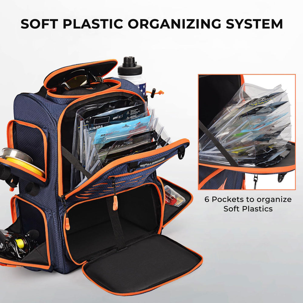 KastKing Bait Boss with rod holders securely grips fishing rods for hands-free transport.