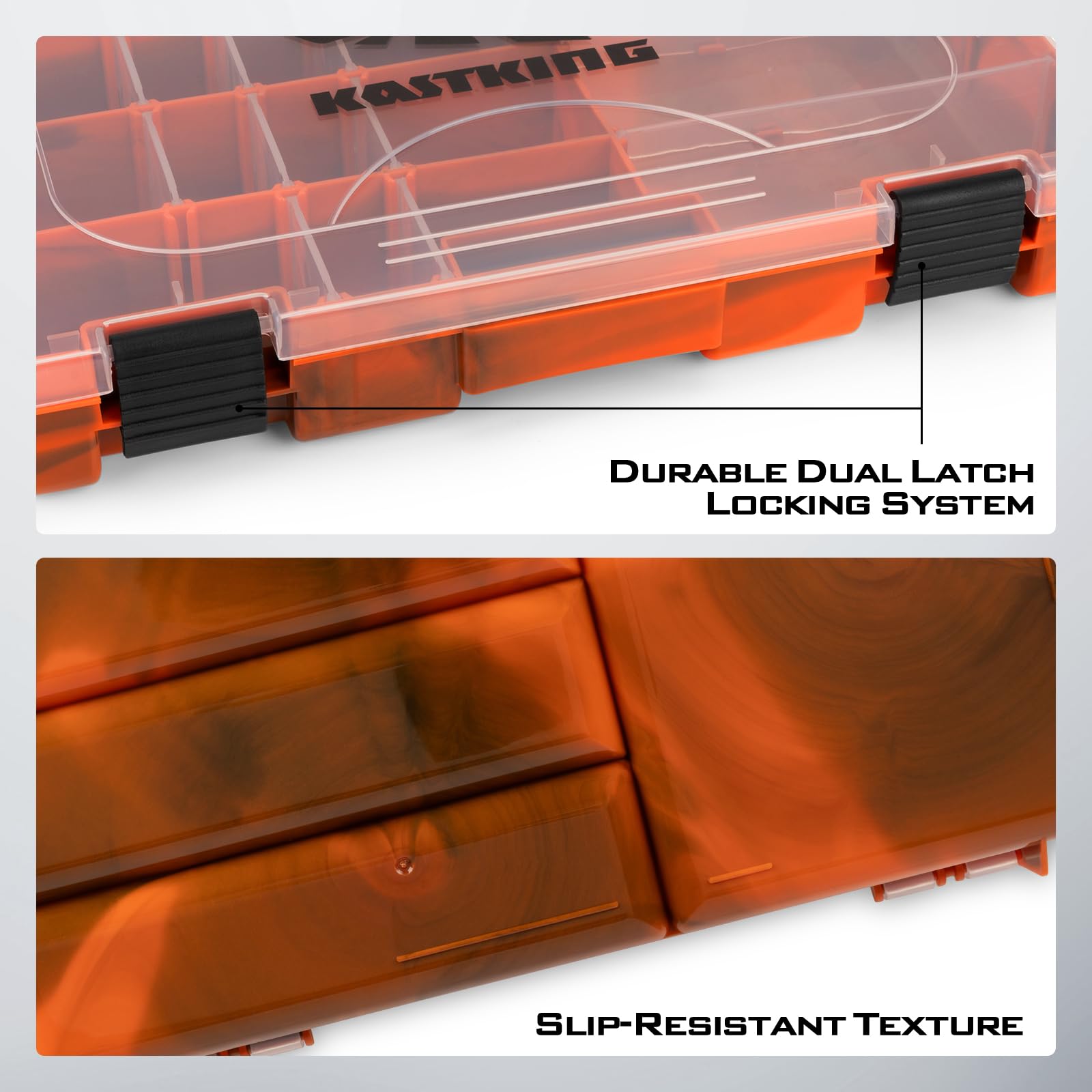 KastKing Bait Vault camouflage removable dividers adapt to gear and terminal tackle.