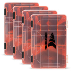 KastKing Bait Vault camouflage tackle box front view with durable latches for secure storage.