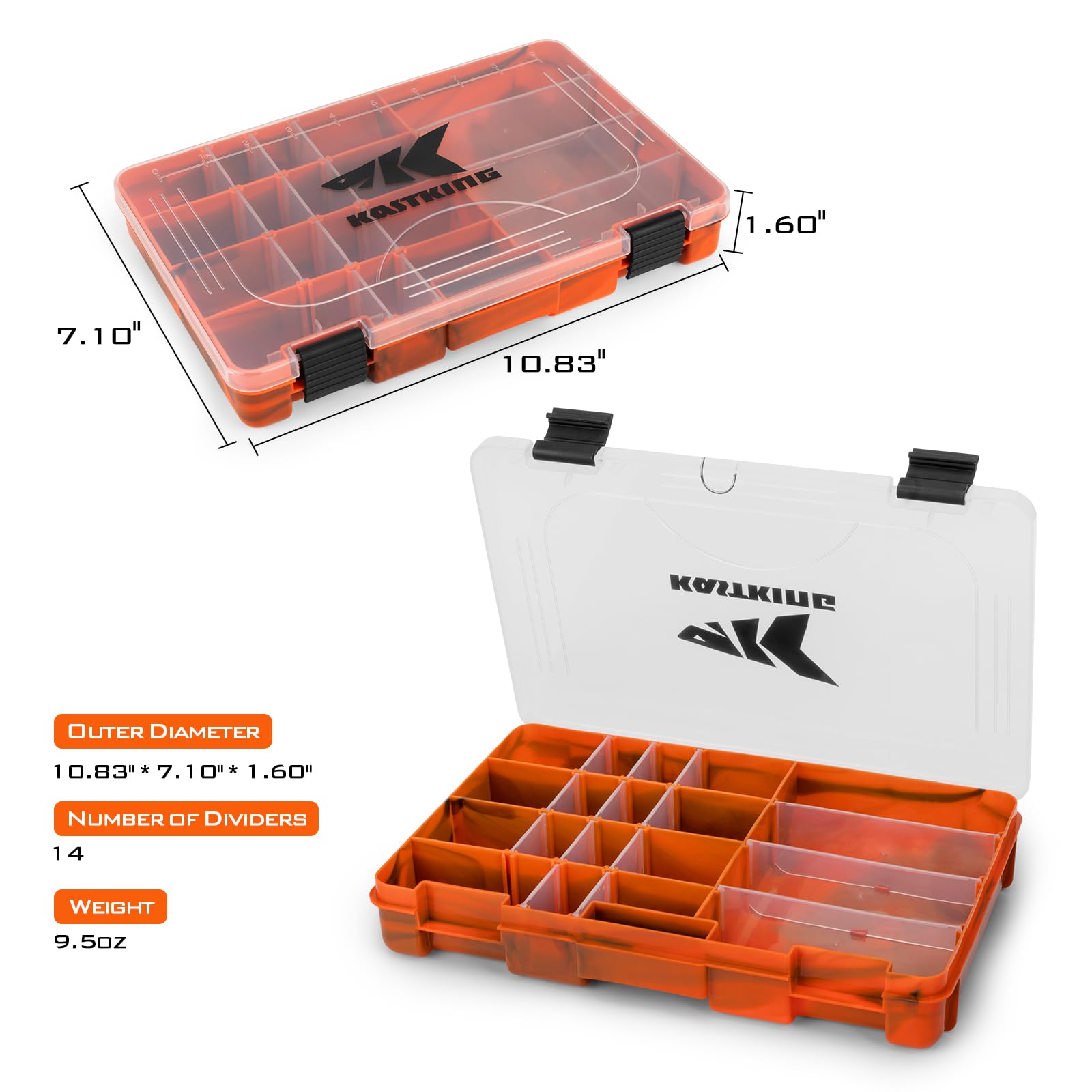 KastKing Bait Vault camouflage transparent lid enables quick content checks.