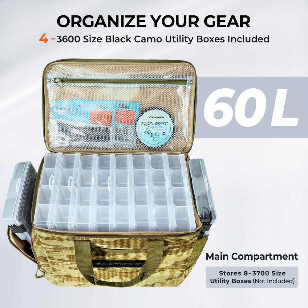 KastKing BaitSpace includes four 3600 boxes for flexible tackle storage.