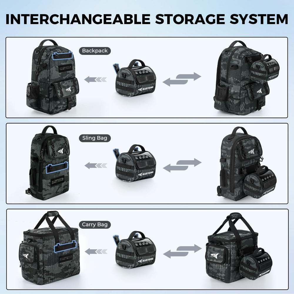 KastKing BaitSpace bag elastic straps hold pliers securely.