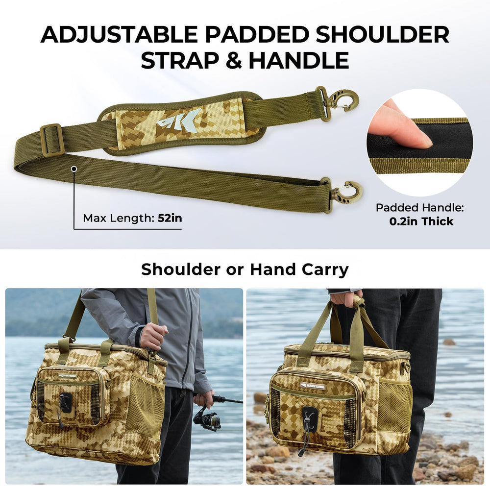 KastKing BaitSpace non-slip feet keep the bag stable on rough surfaces.