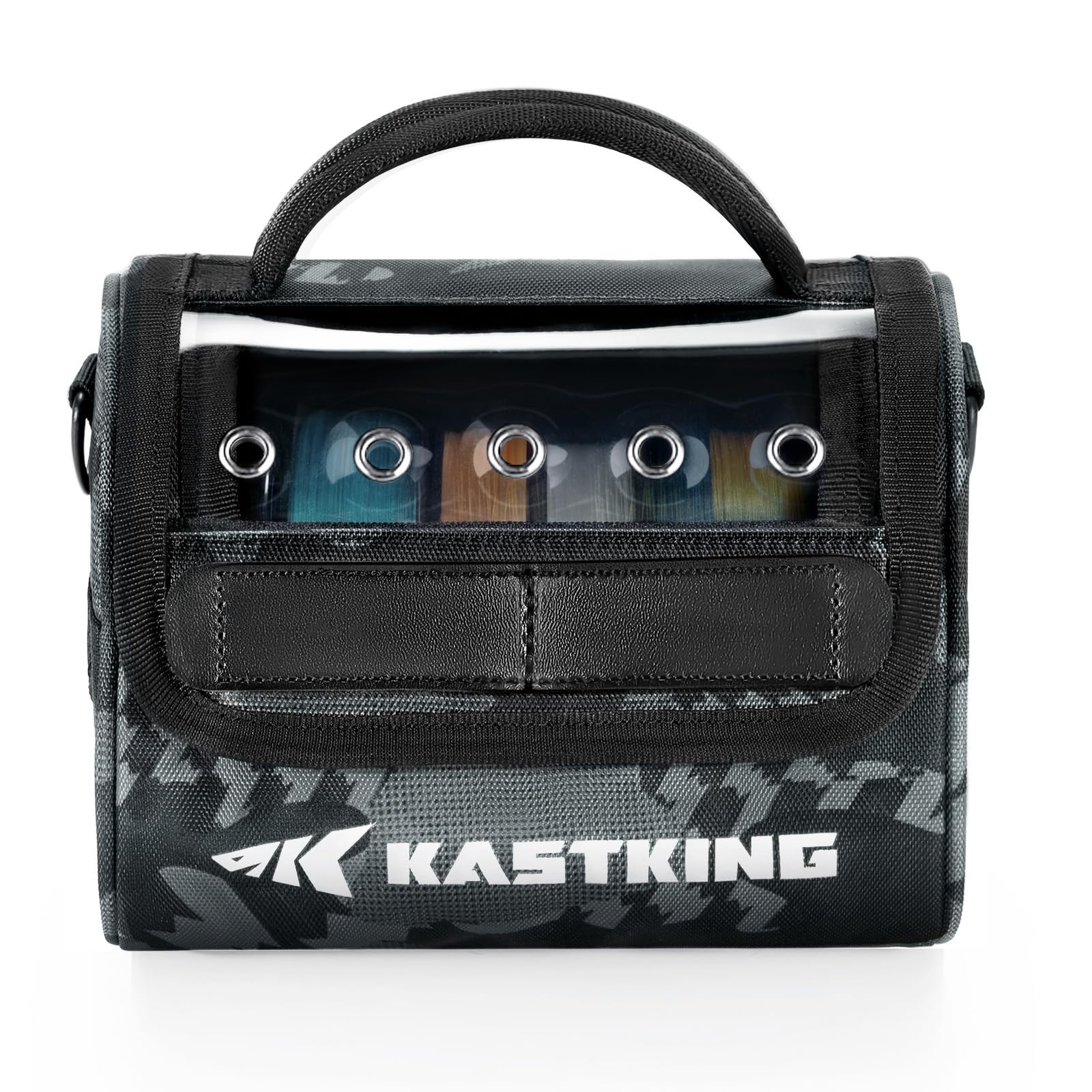 KastKing BaitSpace top view reveals organized spools for fast leader retrieval.