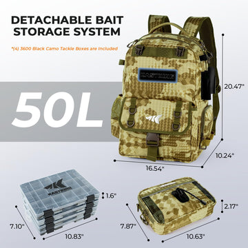 KastKing BaitSpace six clear-view sleeves enable fast bait identification.