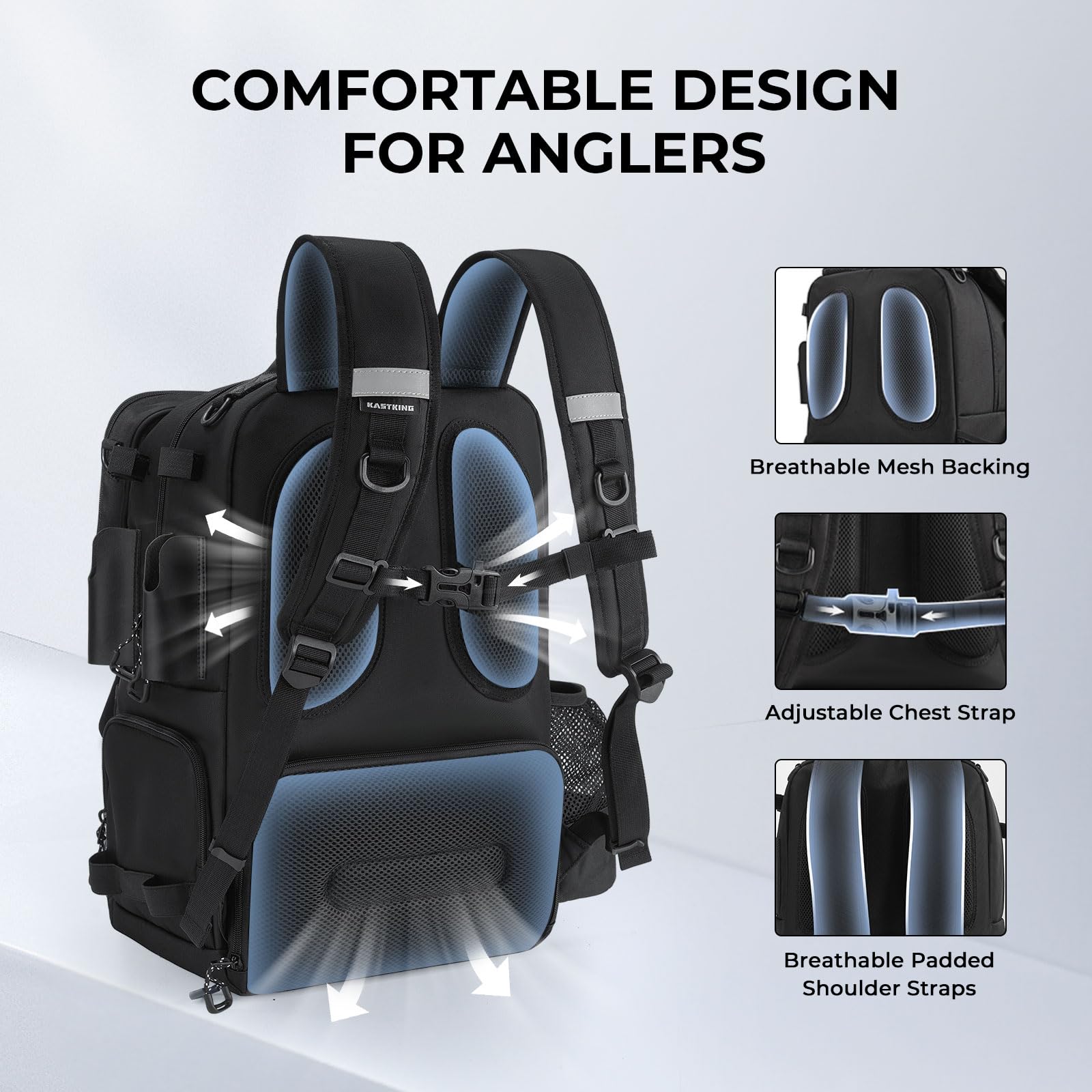KastKing BaitSpace large beverage pocket keeps hydration within reach.